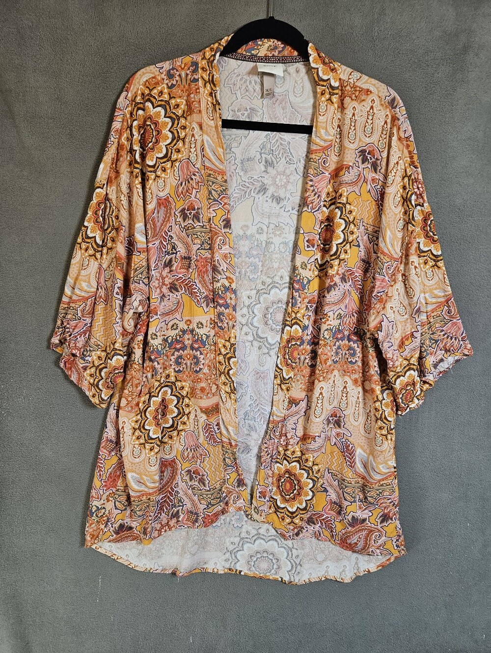 Knox Rose Womens Cottagecore Cardigan Shirt Multicolor Floral Kimono M / L Boho